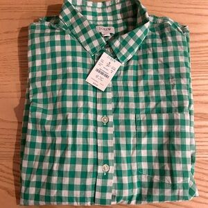 J. Crew Green and White Plaid Men's Shirt